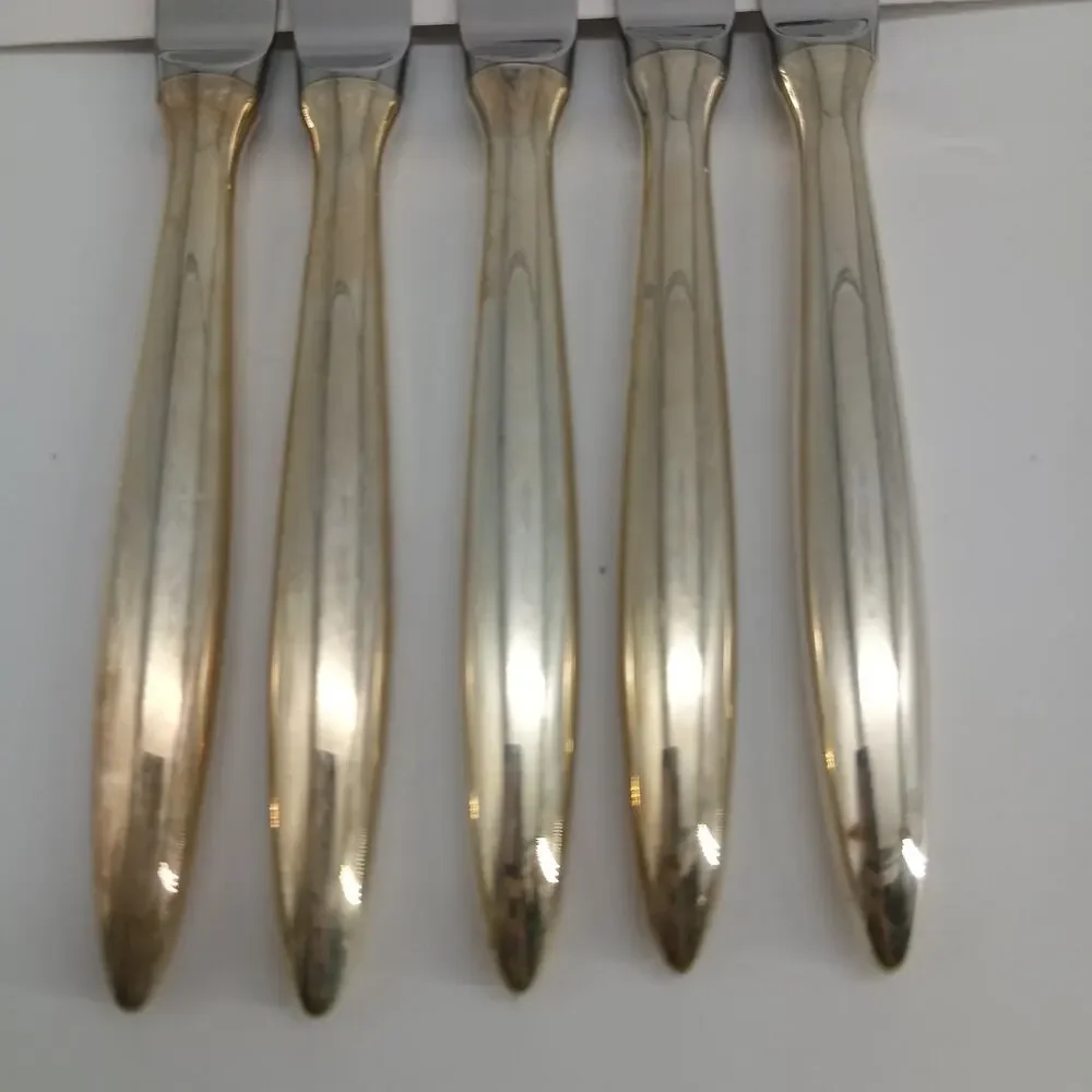 5X BK Christofle Silverplate Flatware DROP Butter Dinner Knives Sharp